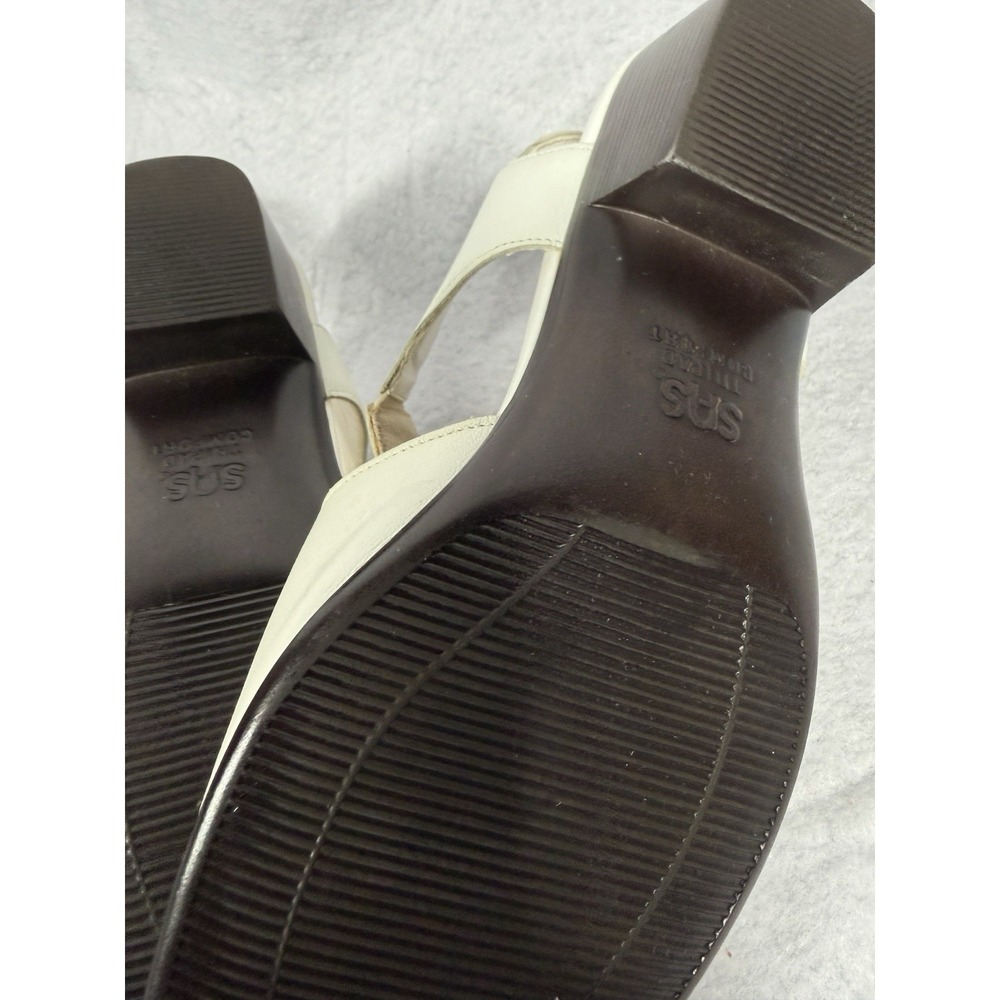 SAS Tripad Comfort Sandals Womens 5.5 White Leather Slingback Block Heel - Picture 4 of 4